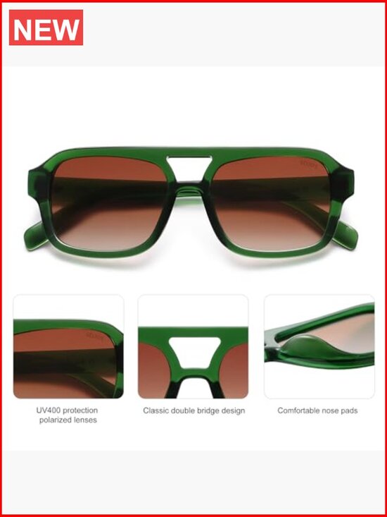 Retro Aviator Polarized Square Sunglasses main image 4